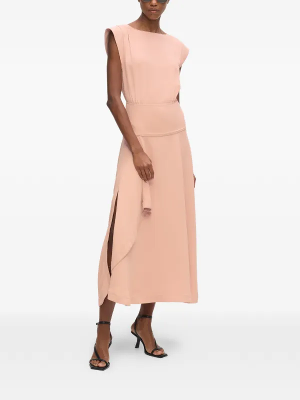 Karl Lagerfeld Draped cap-sleeve Midi Dress | Pink | FARFETCH Karl Lagerfeld Draped cap-sleeve Midi Dress | Pink | FARFETCH