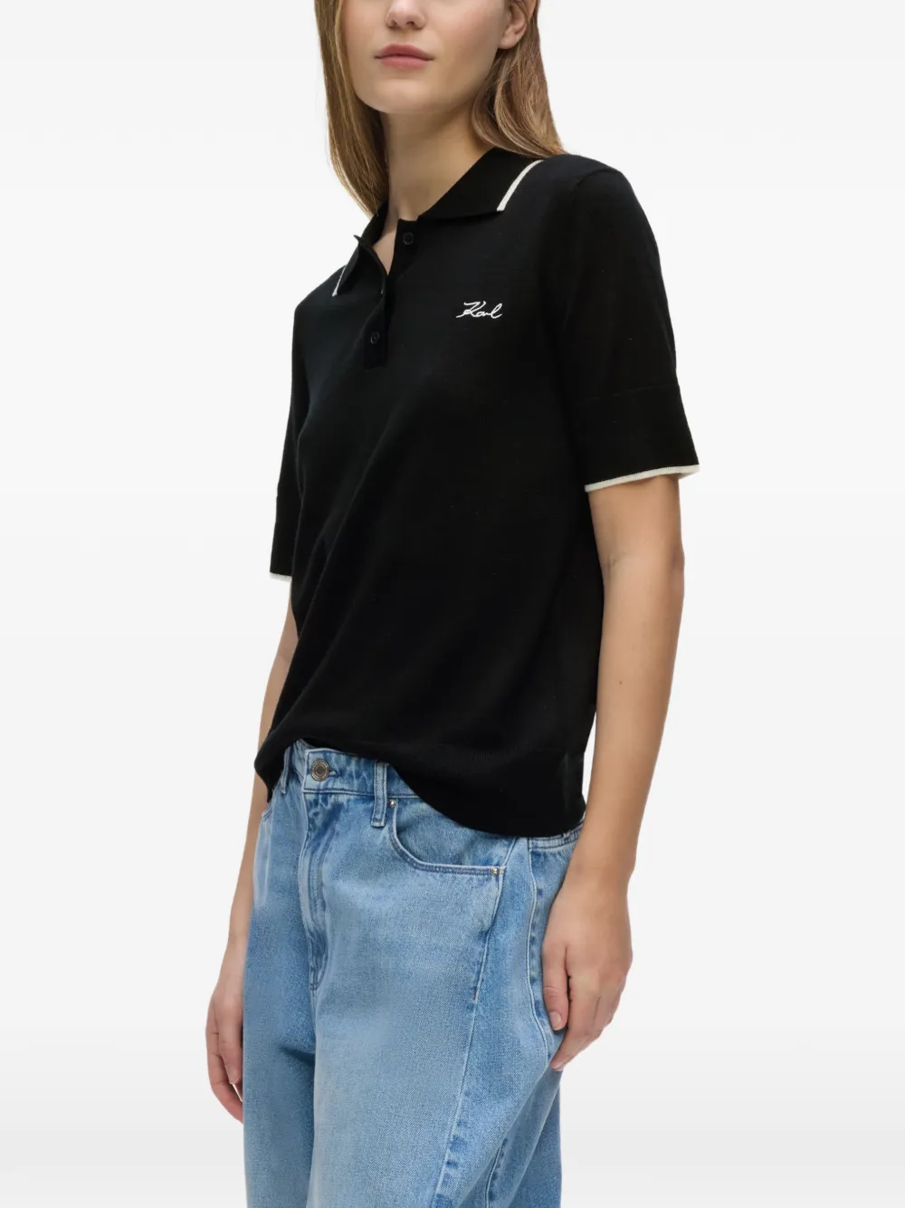 Karl Lagerfeld Poloshirt van merinowol Zwart