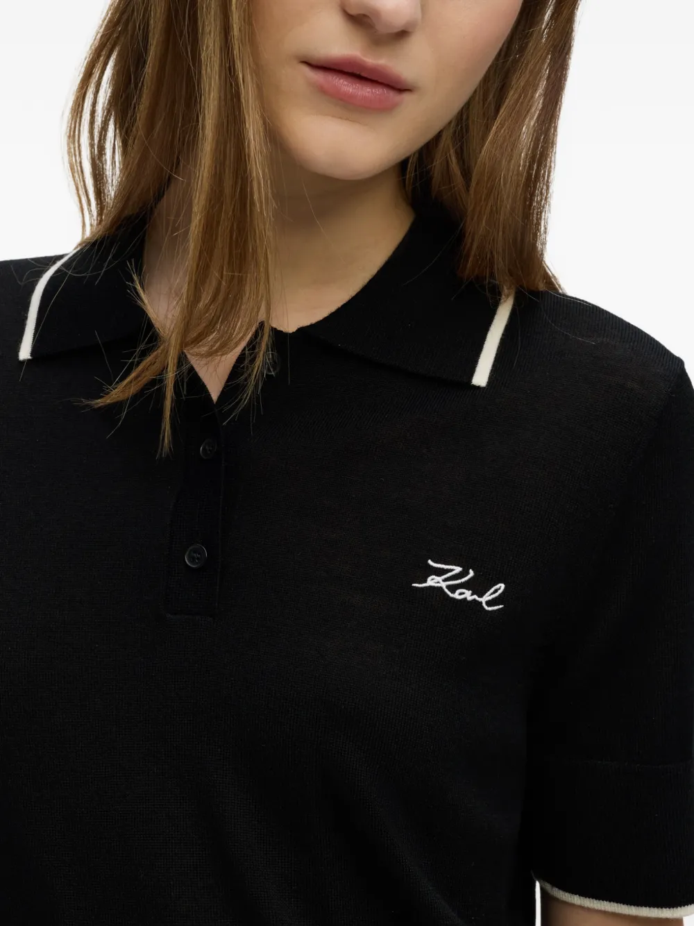 Karl Lagerfeld Poloshirt van merinowol Zwart