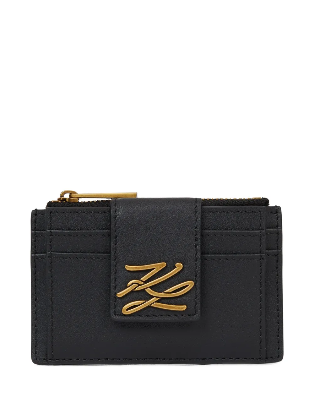 Karl Lagerfeld logo-plaque zip cardholder - Nero
