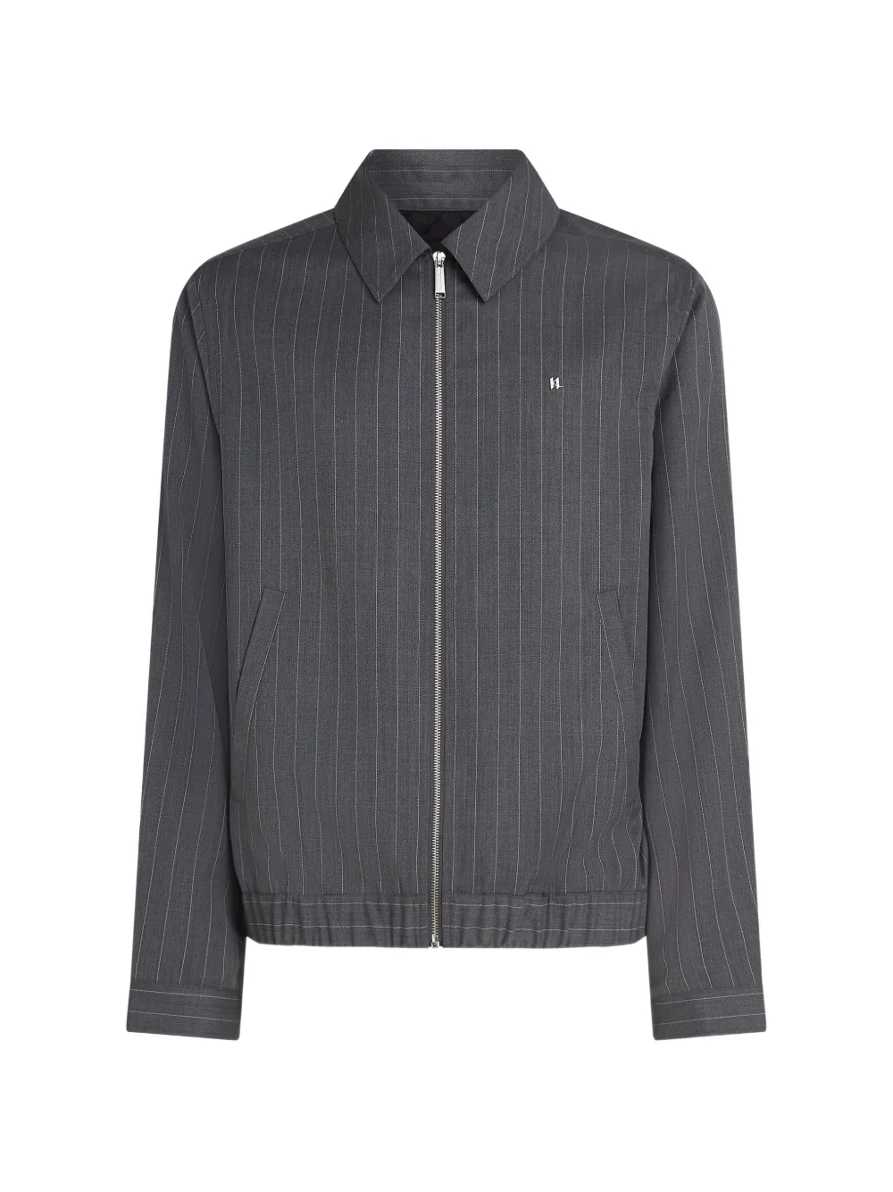 Karl Lagerfeld Giacca-camicia gessata con logo - Grigio