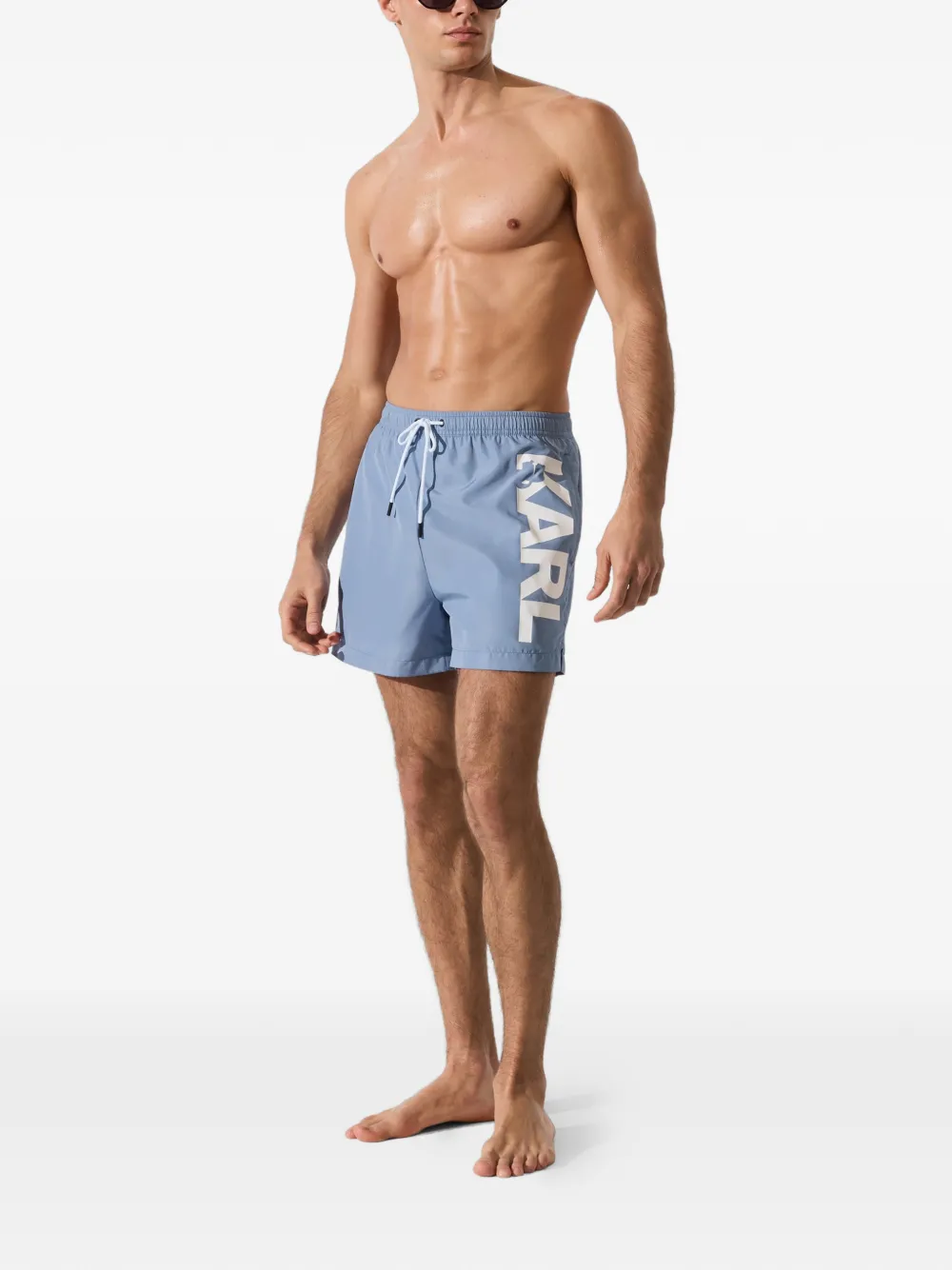 Karl Lagerfeld Zwembroek met logoprint Blauw