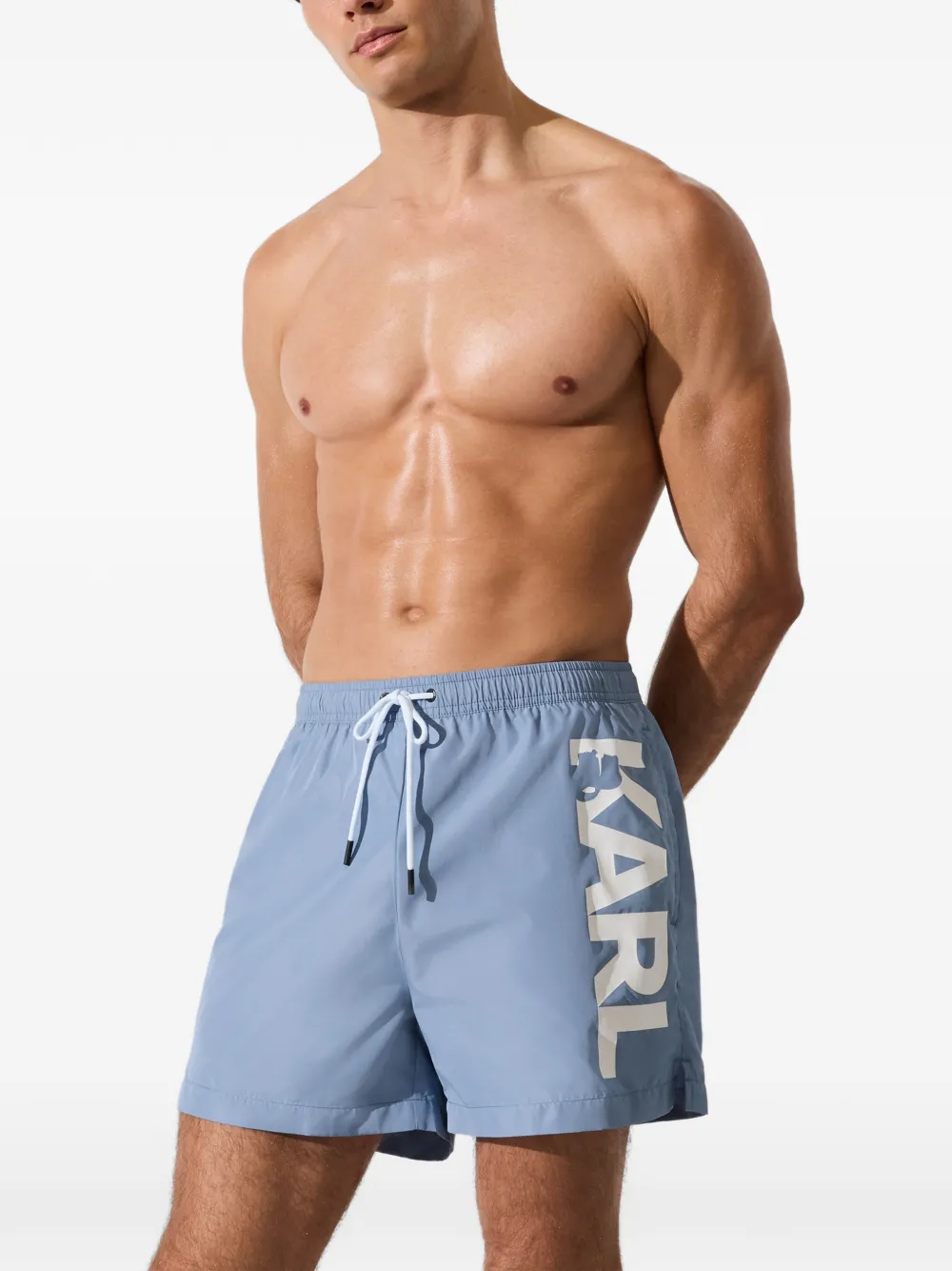Karl Lagerfeld Zwembroek met logoprint Blauw