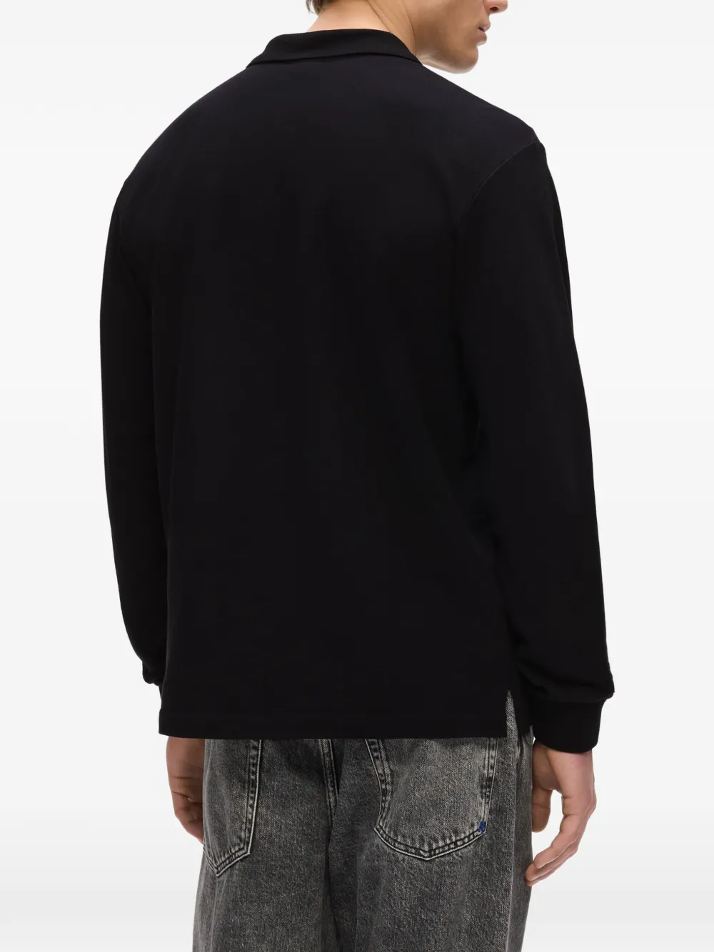 Karl Lagerfeld Jeans Poloshirt met lange mouwen Zwart