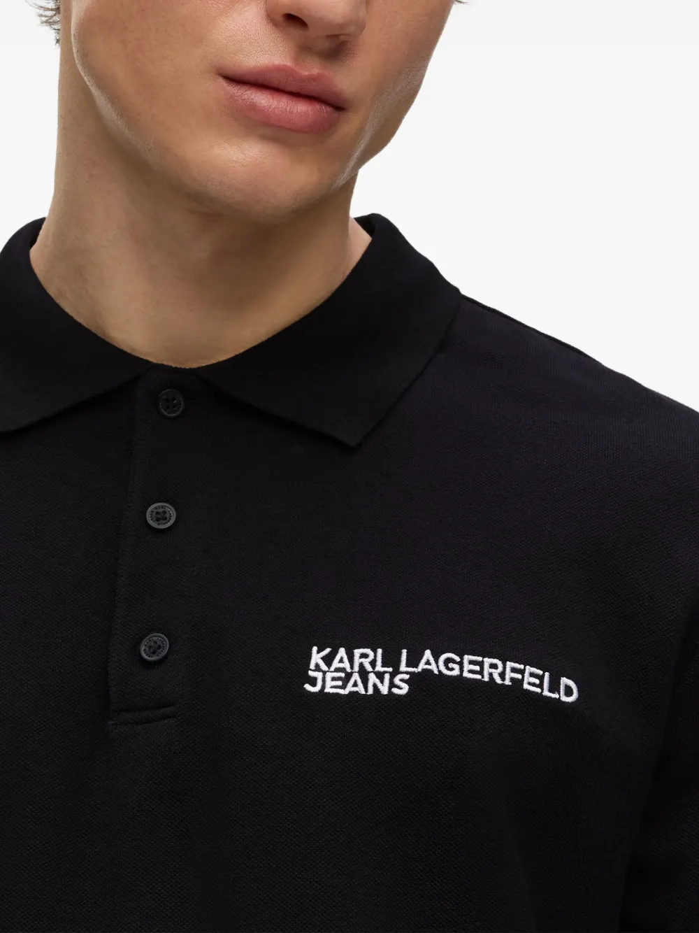 Karl Lagerfeld Jeans Poloshirt met lange mouwen Zwart