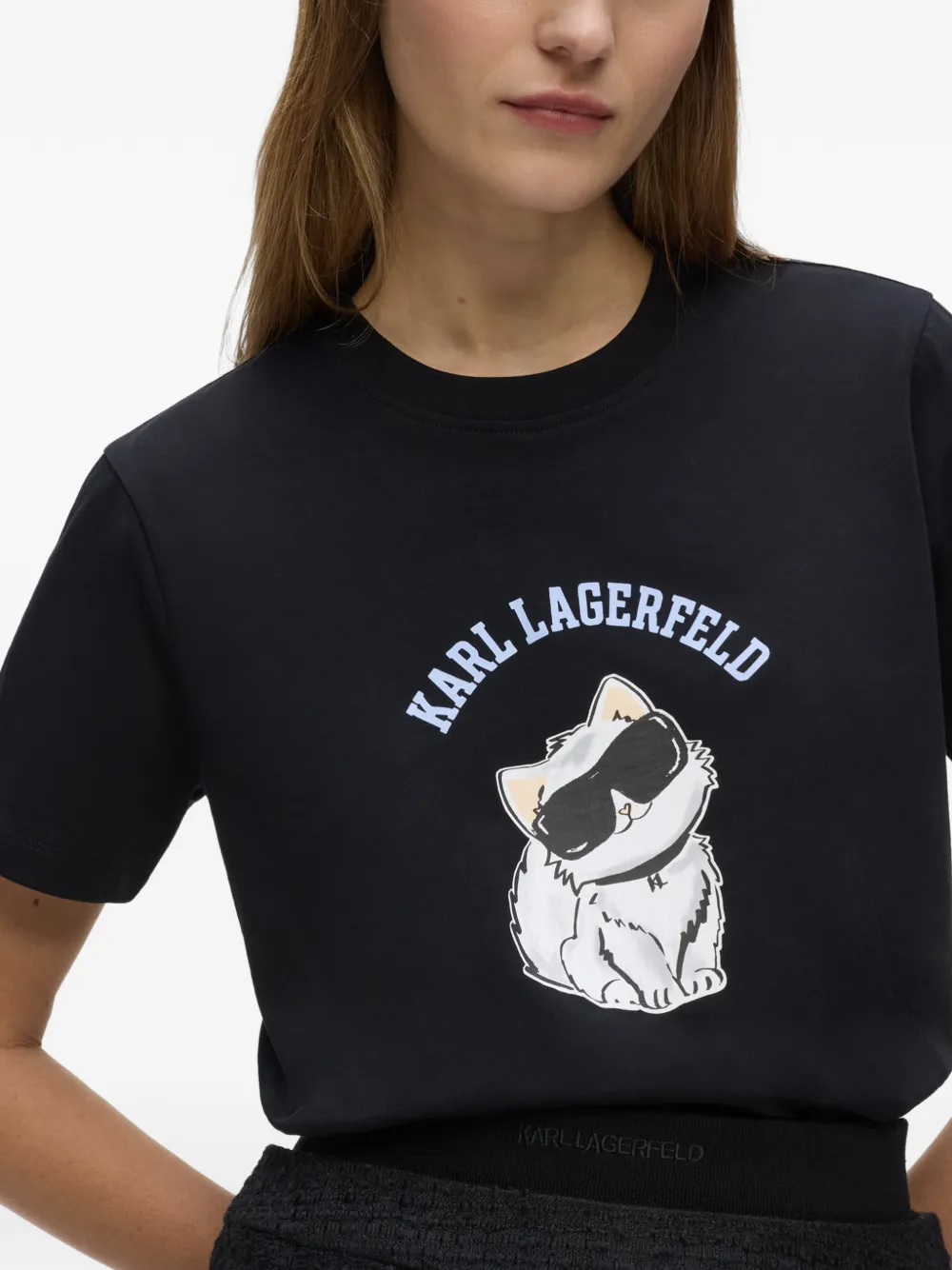 Karl Lagerfeld Ikon Choupette T-shirt Zwart
