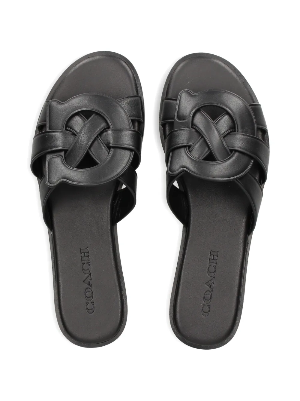 Coach woven leather sandals Zwart