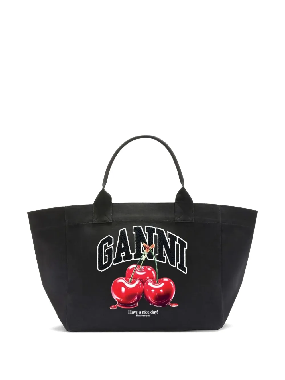 GANNI XXL cherry logo tote bag - Nero