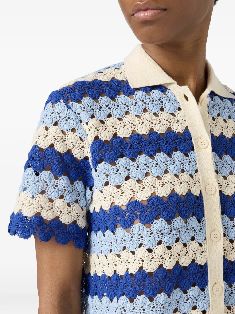 MC2 Saint Barth Monet crochet-knit Shirt | Blue | FARFETCH