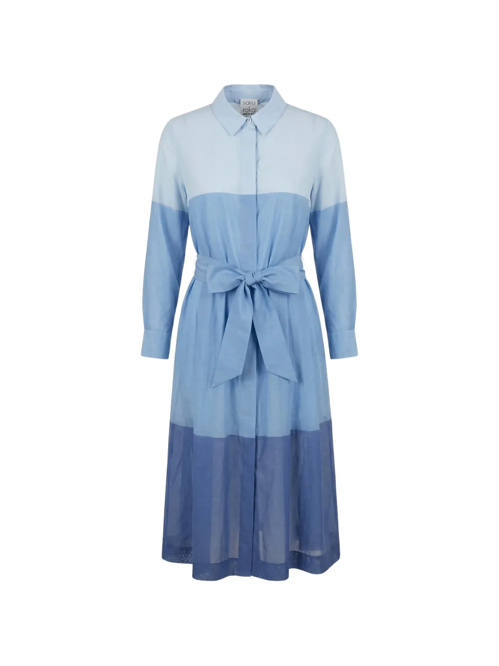 Sara Roka colour-block belted shirt dress - Blu