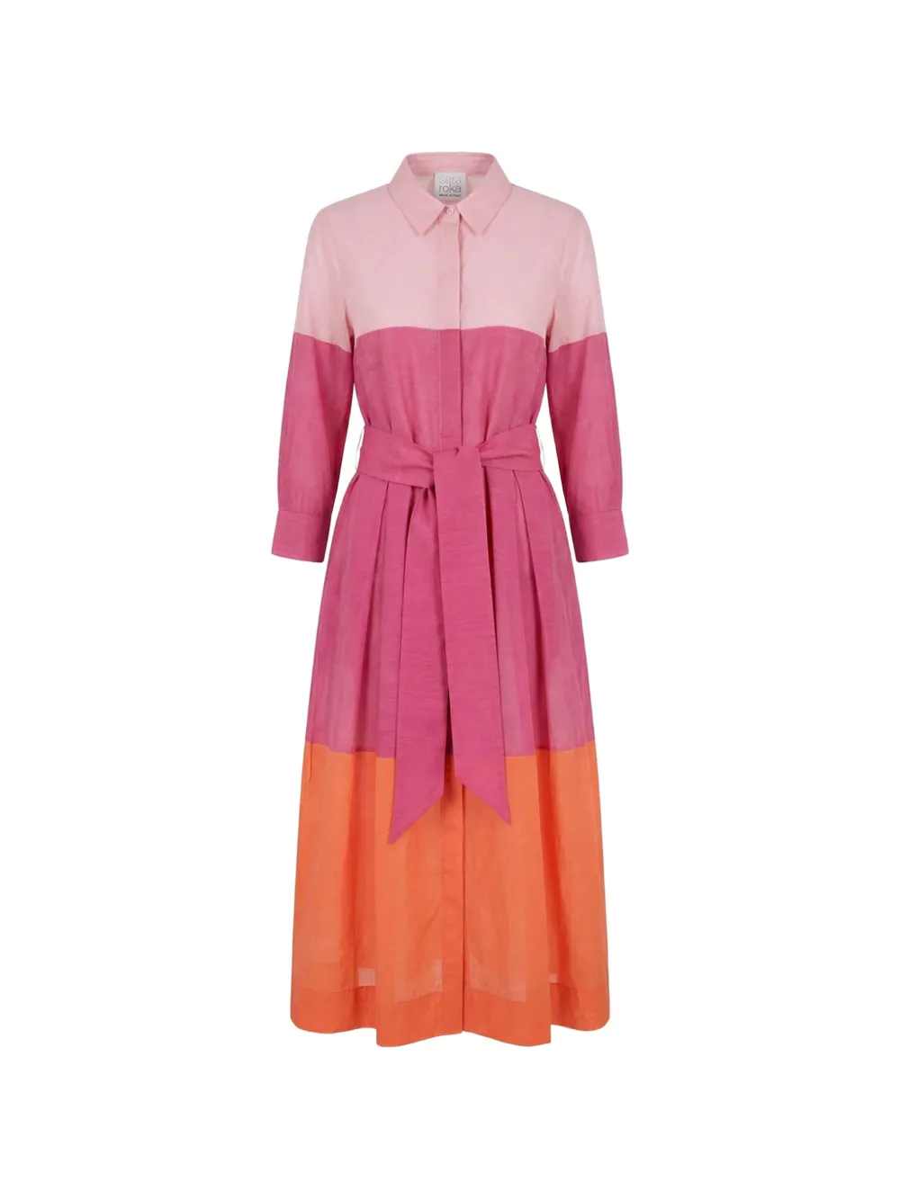 Sara Roka colour-block belted midi dress - Arancione