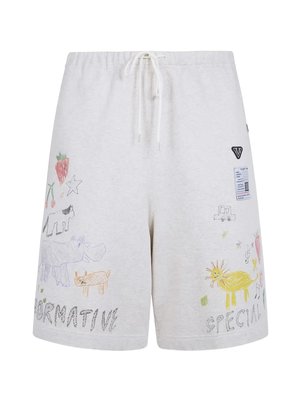 Maison MIHARA YASUHIRO graphic-print drawstring shorts - Weiß