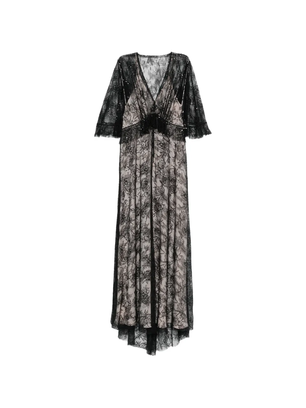 Alberta Ferretti lace V-neck maxi dress - Nero