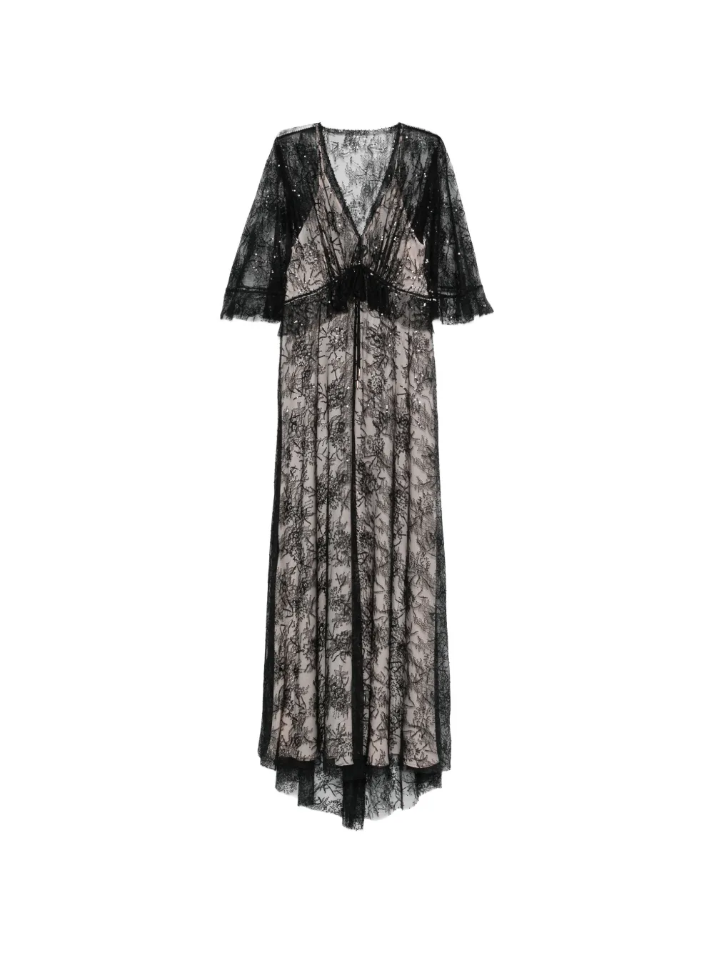 Alberta Ferretti lace V-neck maxi dress - Nero