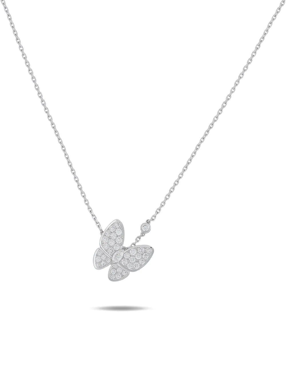 Van Cleef & Arpels Two Butterfly diamond necklace - Argento