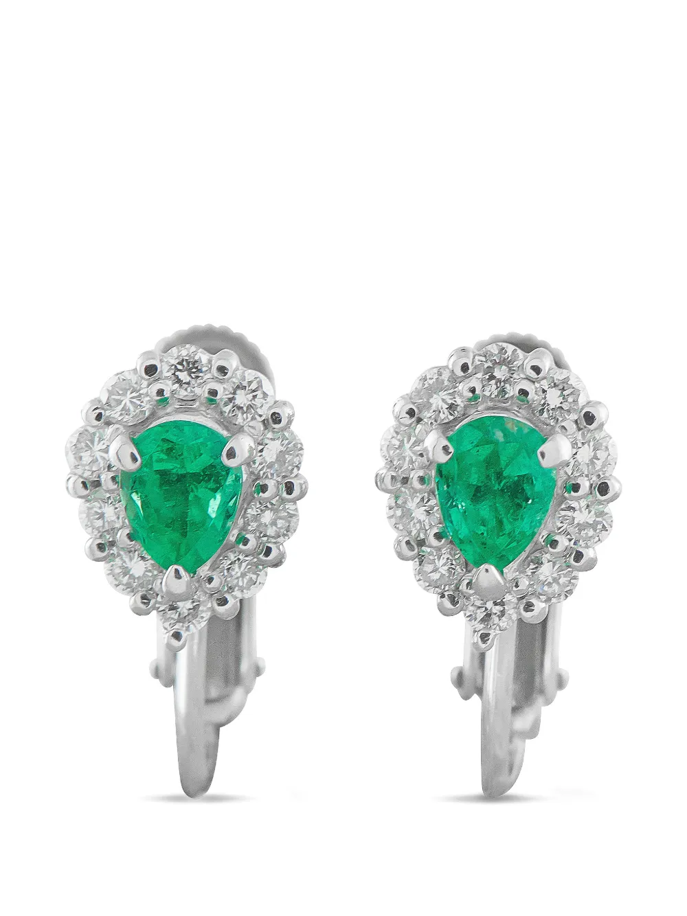 Pre-owned Lb Exclusive Diamond Emerald Earrings In Silver