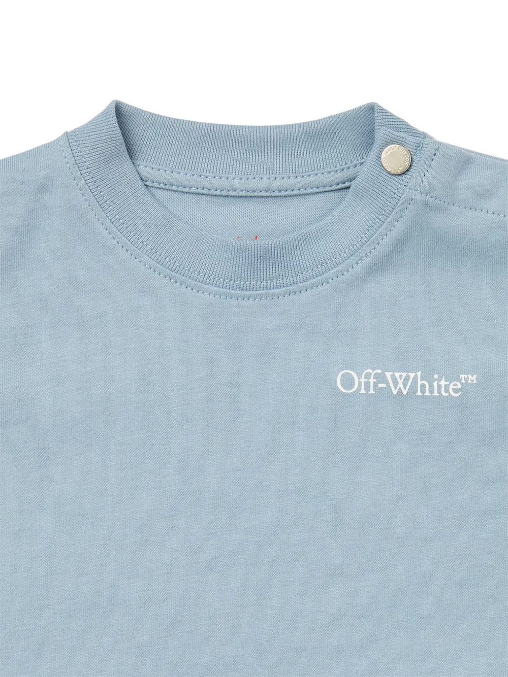 Off-White Kids T-shirt met drukknoop en logo-print Blauw