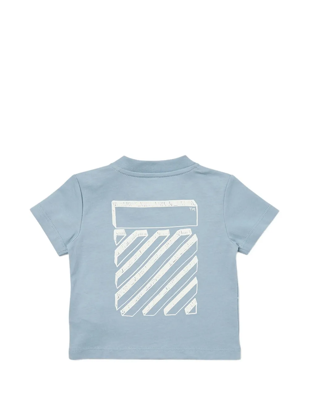 Off-White Kids T-shirt met drukknoop en logo-print Blauw