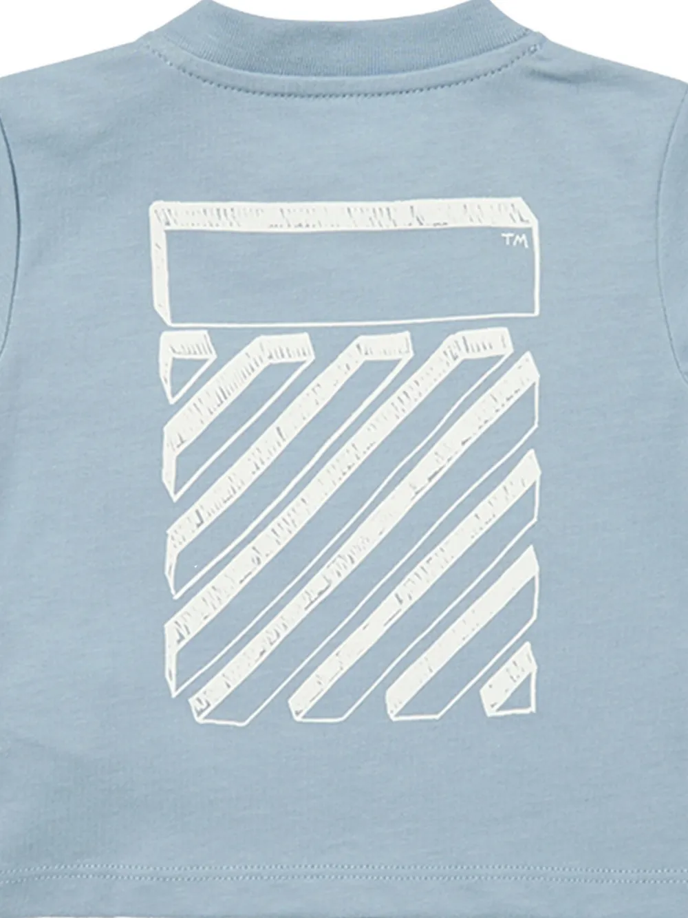 Off-White Kids T-shirt met drukknoop en logo-print Blauw