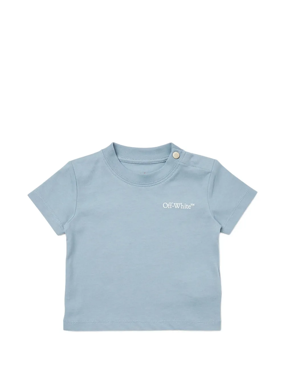 Off-White Kids logo-print snap-button T-shirt - Blu