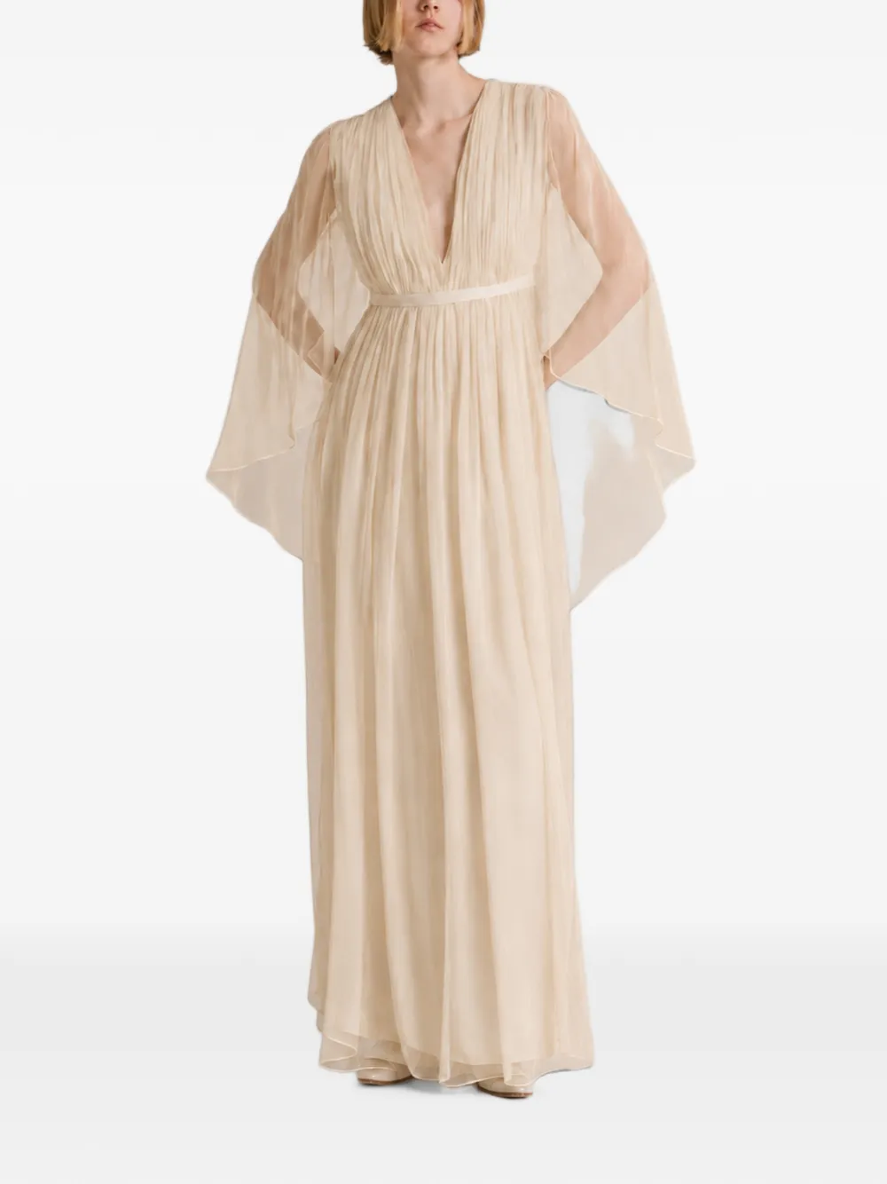 Alberta Ferretti pleated silk maxi dress - Bianco