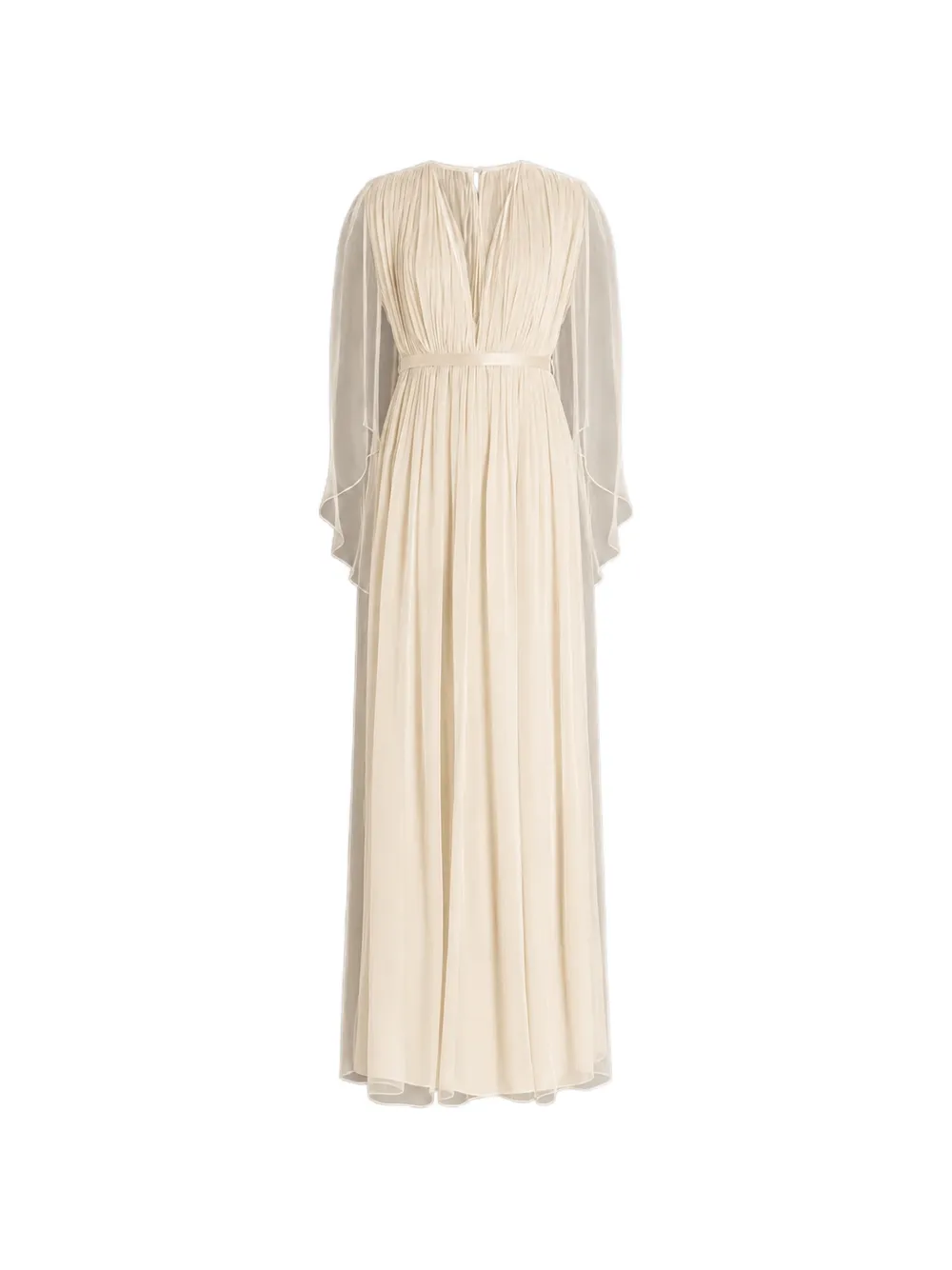 Alberta Ferretti pleated silk maxi dress - White