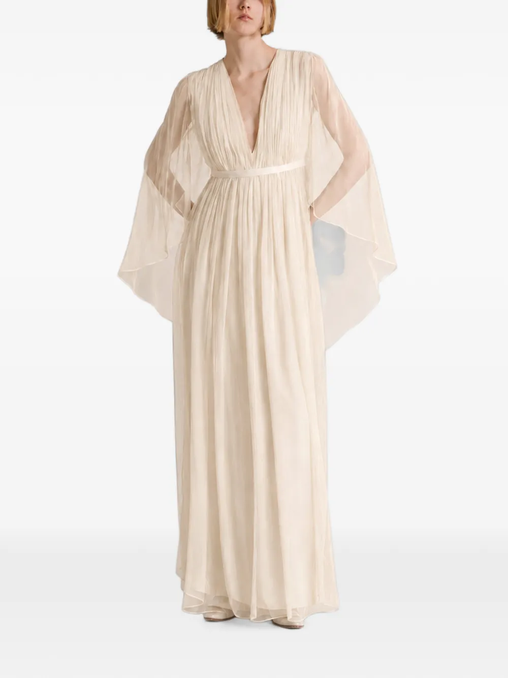 Alberta Ferretti pleated silk maxi dress - Bianco