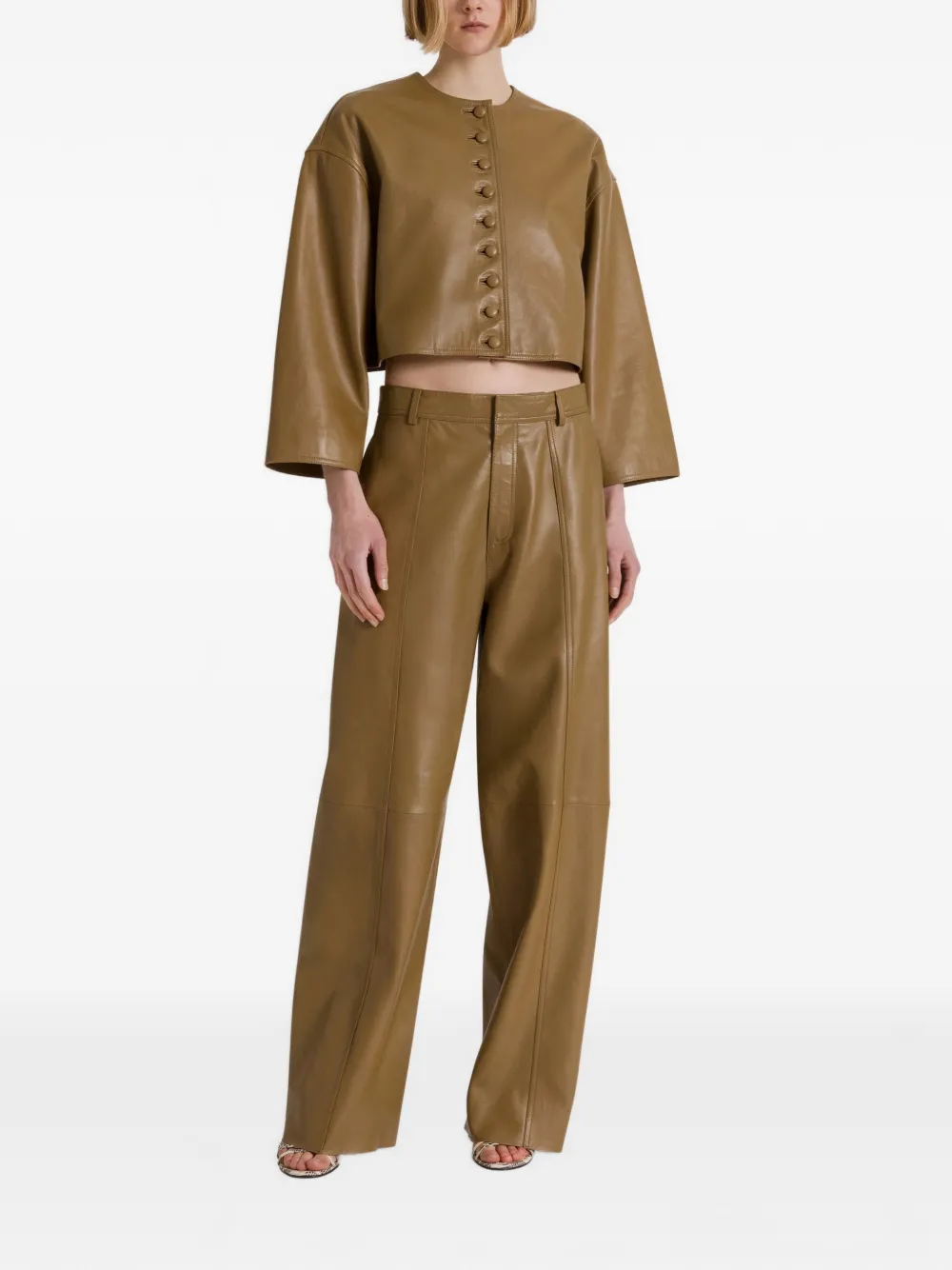 Alberta Ferretti Leren jack Groen