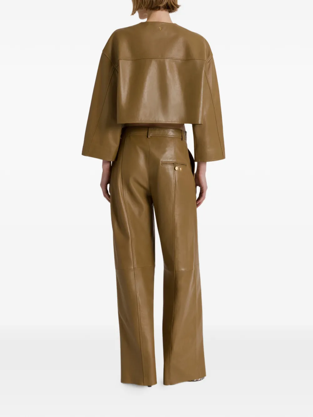 Alberta Ferretti Leren jack Groen