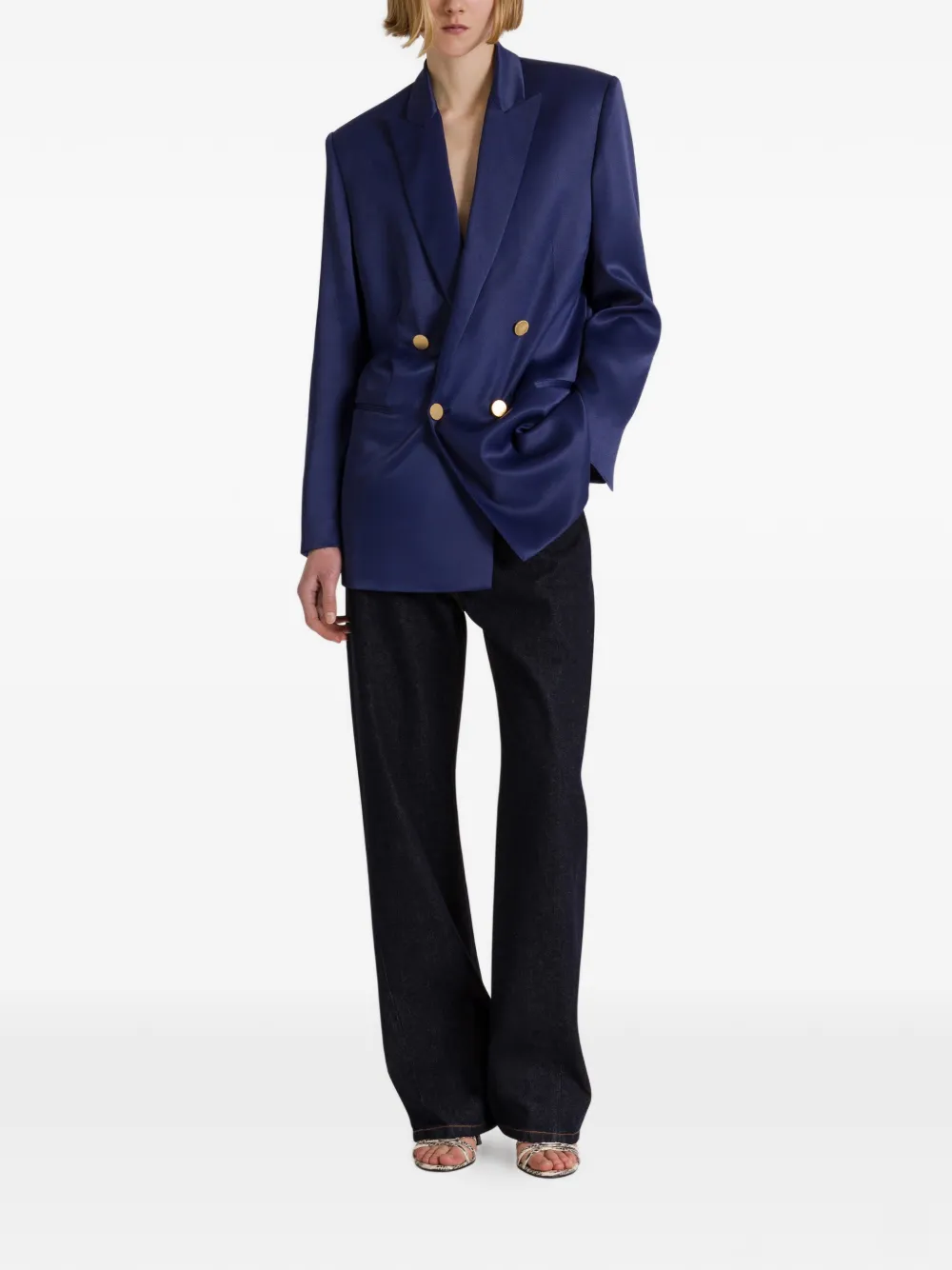 Alberta Ferretti Blazer met dubbele rij knopen Blauw