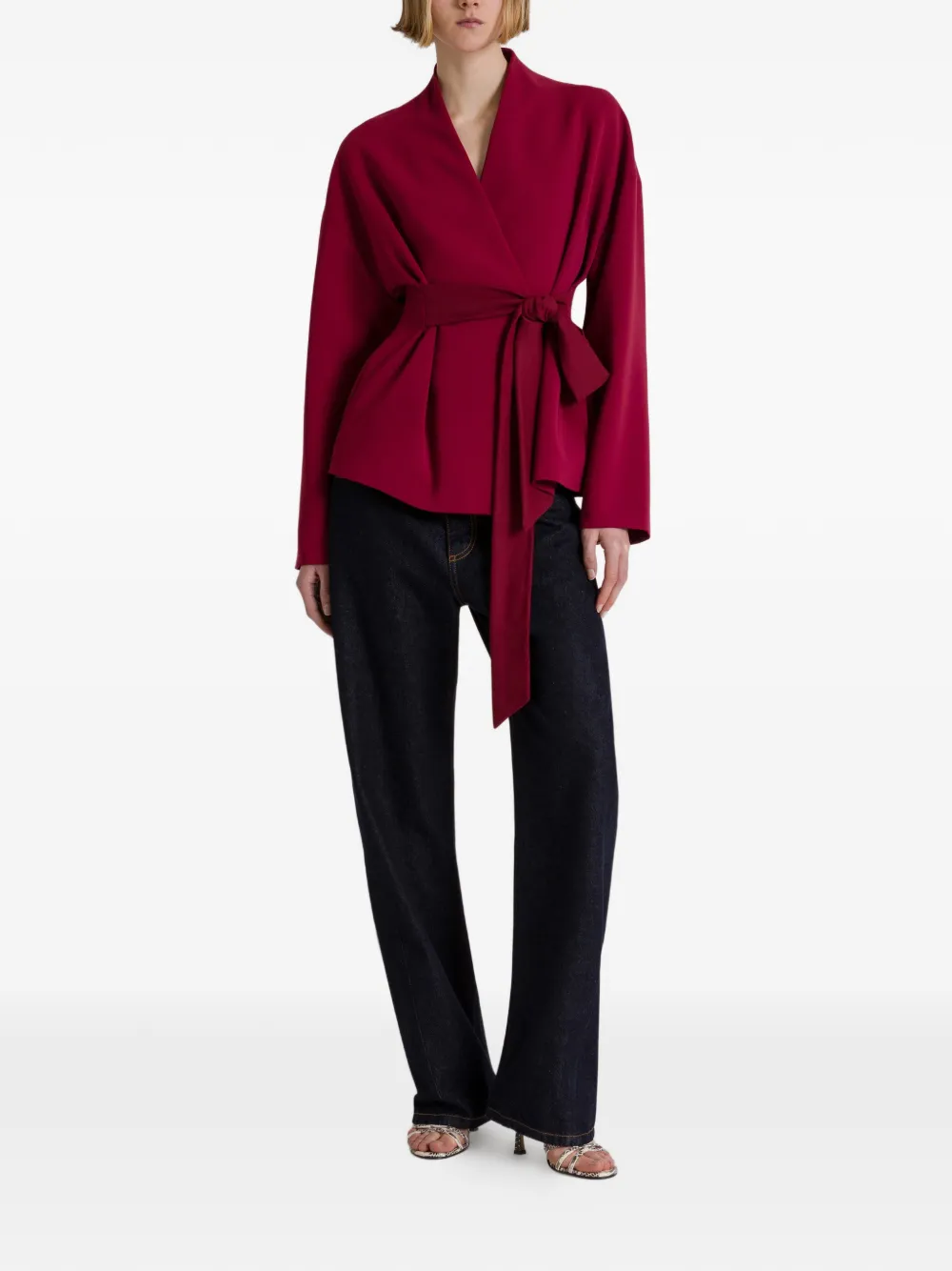 Alberta Ferretti Kraagloze wikkeljas Rood