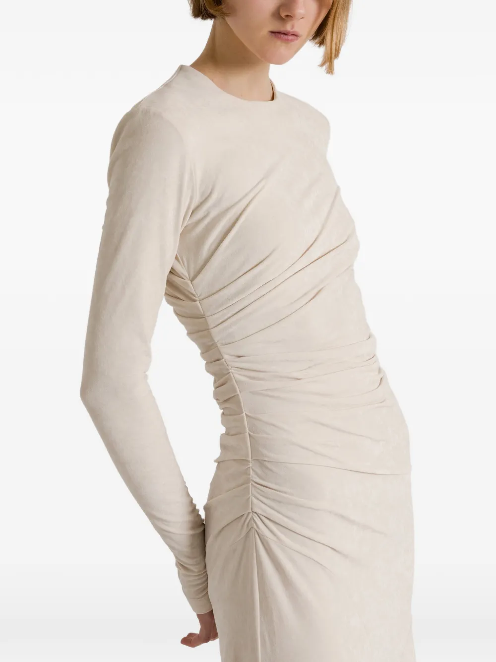 Alberta Ferretti Midi-jurk met ruches en kant Wit