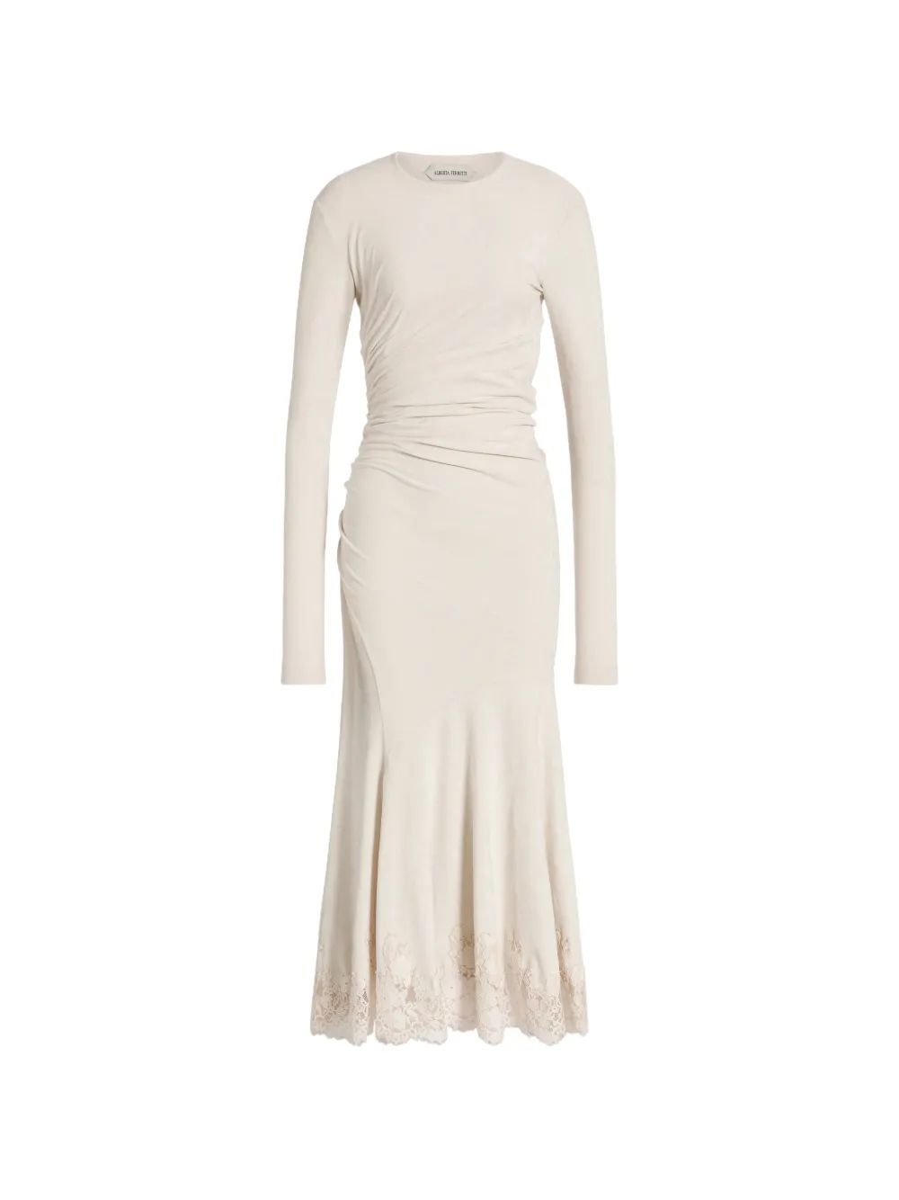 Alberta Ferretti Abito midi con ruches - Bianco