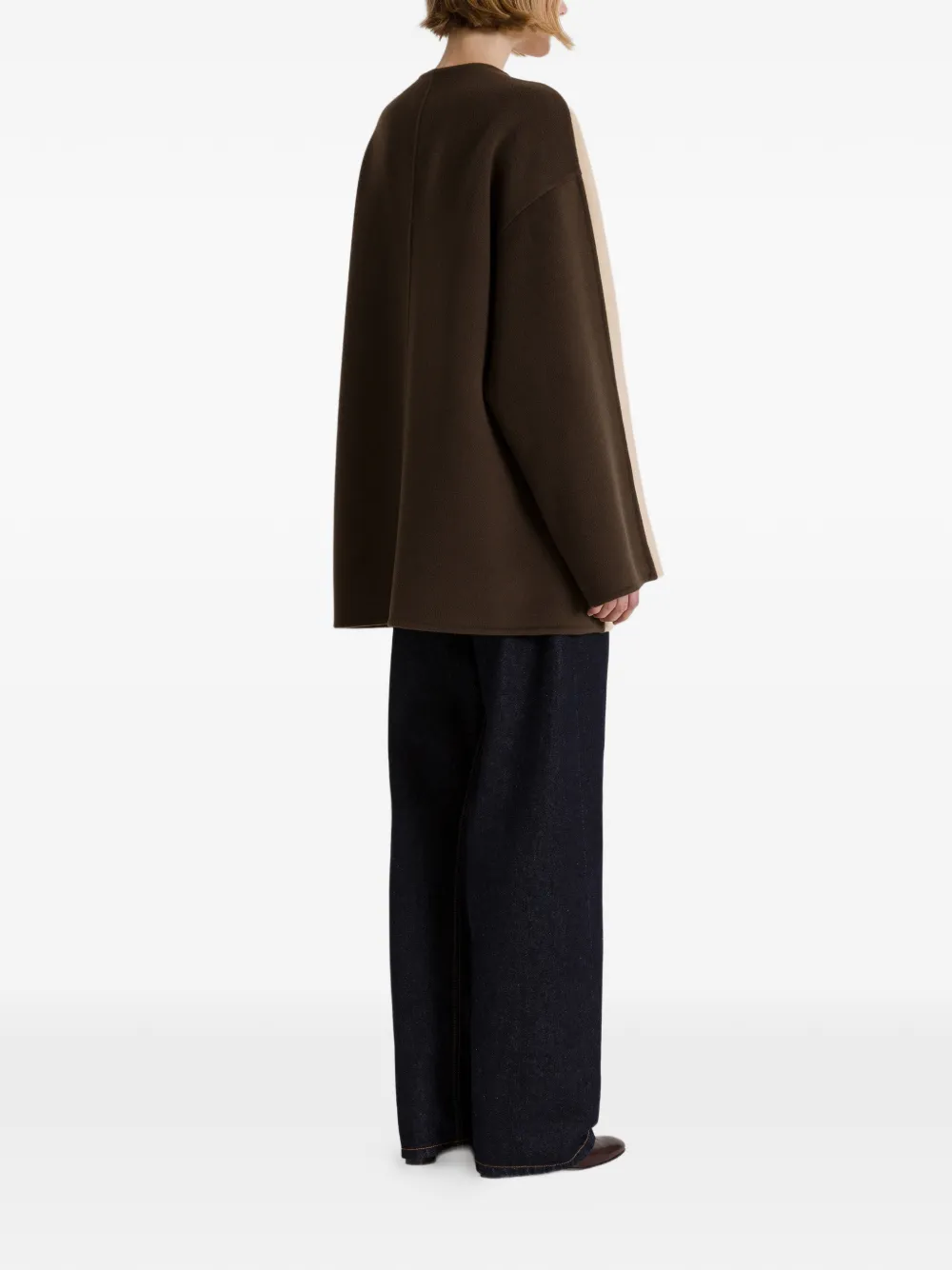 Alberta Ferretti Tweekleurige wollen jas met knopen Beige