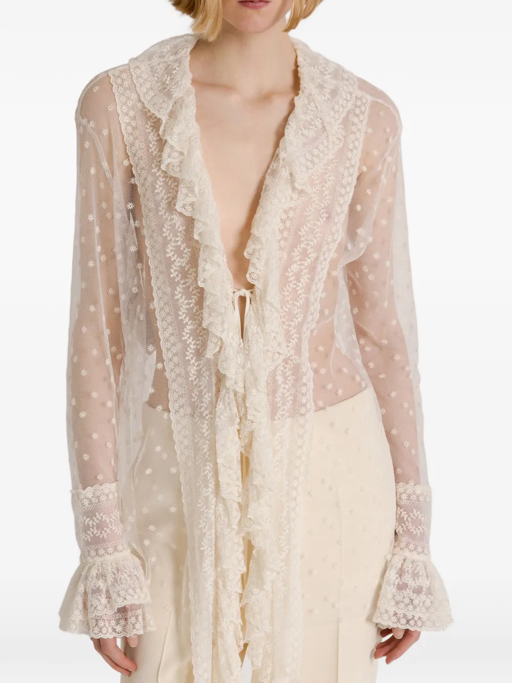 Alberta Ferretti Blouse met ruches Beige