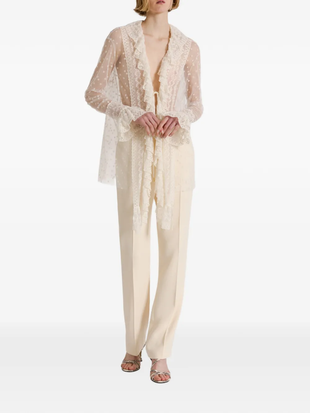 Alberta Ferretti Blouse met ruches Beige