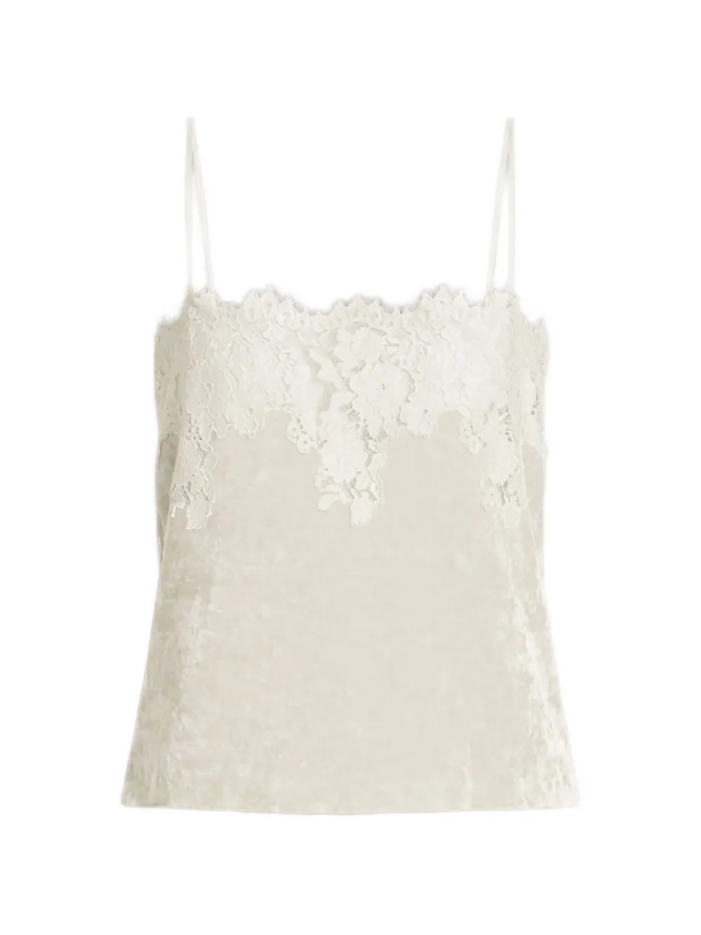 Alberta Ferretti lace-trim velvet top - Toni neutri