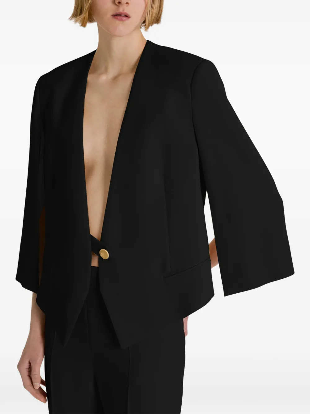 Alberta Ferretti Kraagloos cropped jack met enkele knoop Zwart