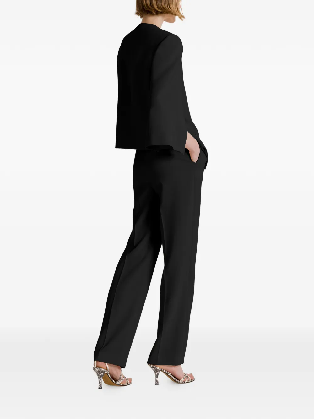 Alberta Ferretti Kraagloos cropped jack met enkele knoop Zwart
