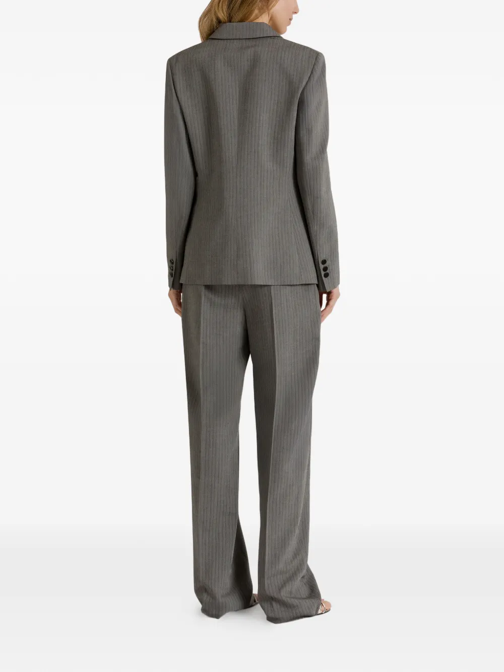Alberta Ferretti Blazer met krijtstreep en enkele rij knopen Grijs