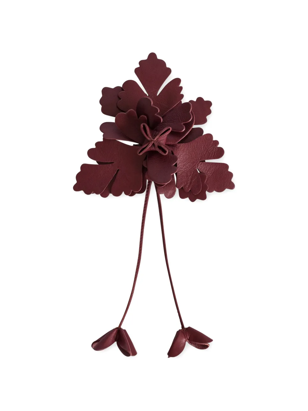 Alberta Ferretti Brosche aus Leder mit Blumenmotiv - Rot