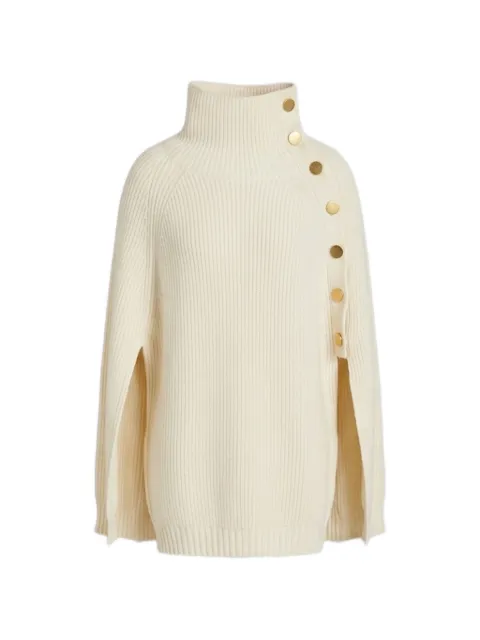Alberta Ferretti ribbed-knit button-fastening cape