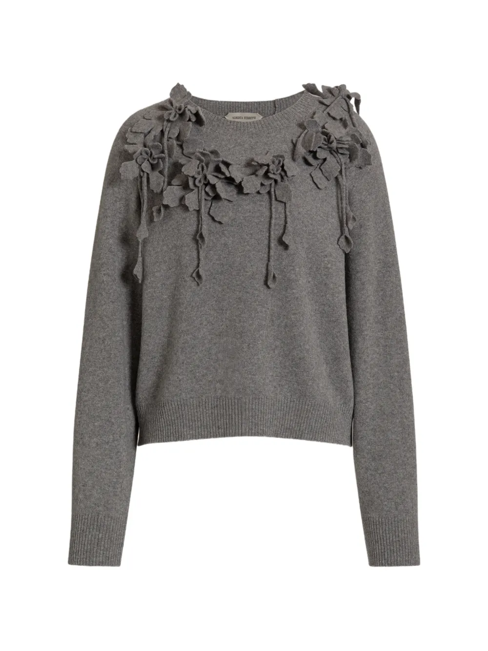 Alberta Ferretti Pullover mit Blumenapplikation - Grau