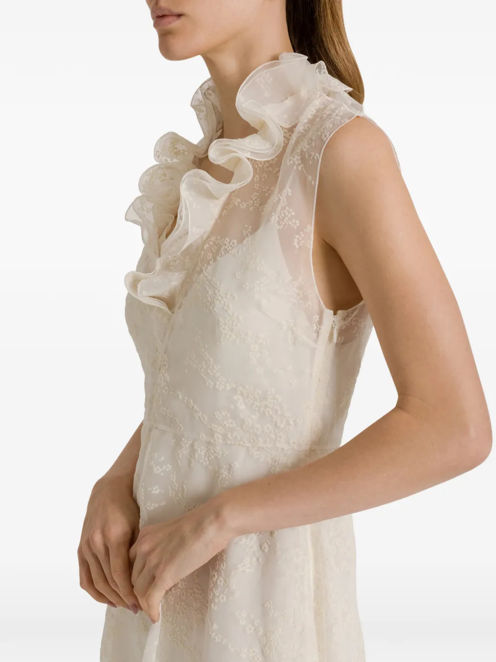 Alberta Ferretti Midi-jurk met ruches Wit