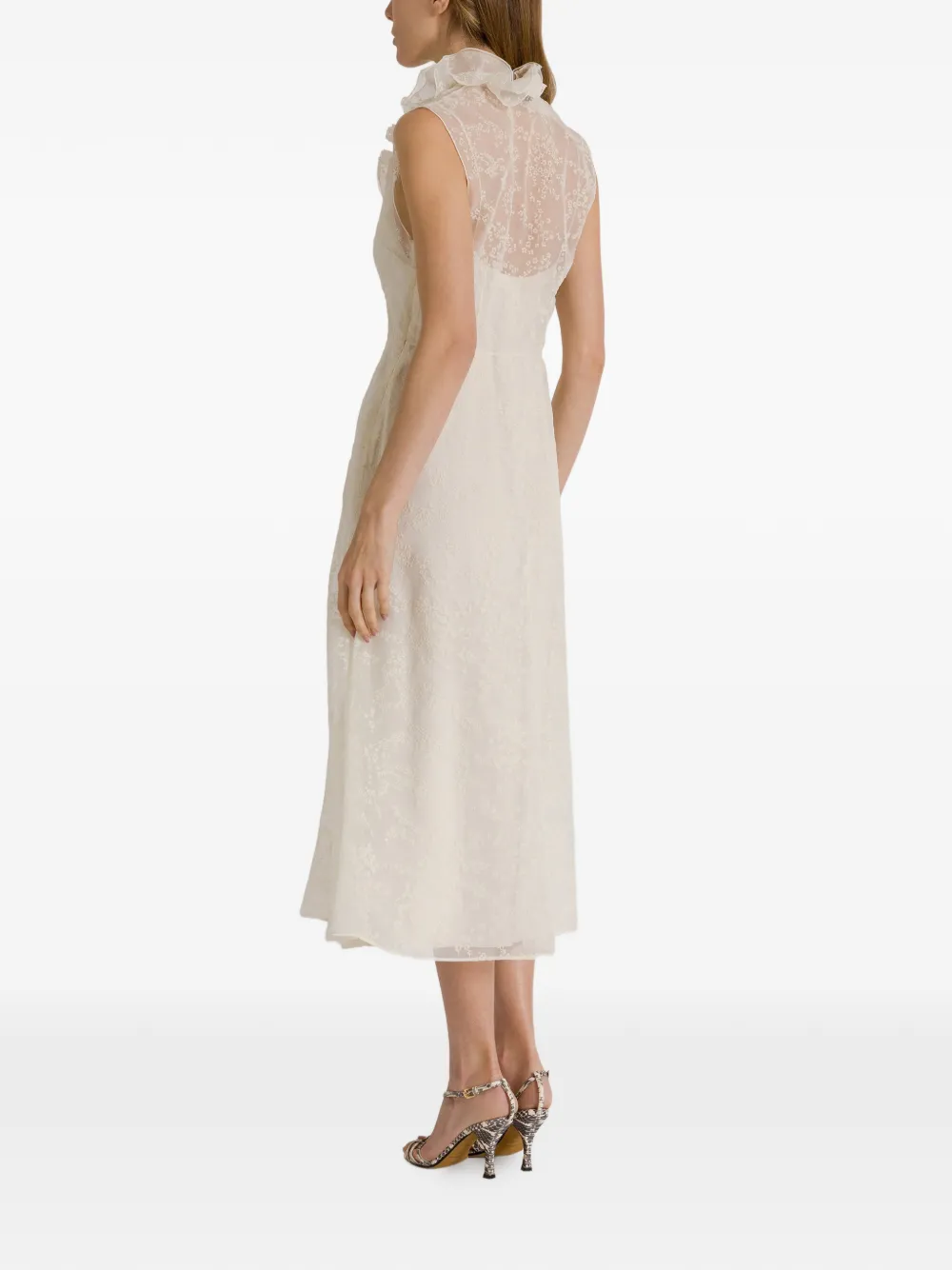 Alberta Ferretti Midi-jurk met ruches Wit
