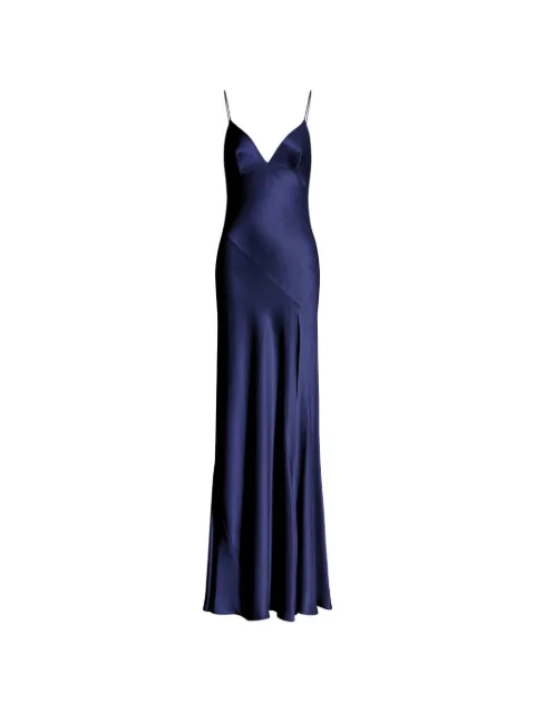 Alberta Ferretti satin-finish slit-detail gown
