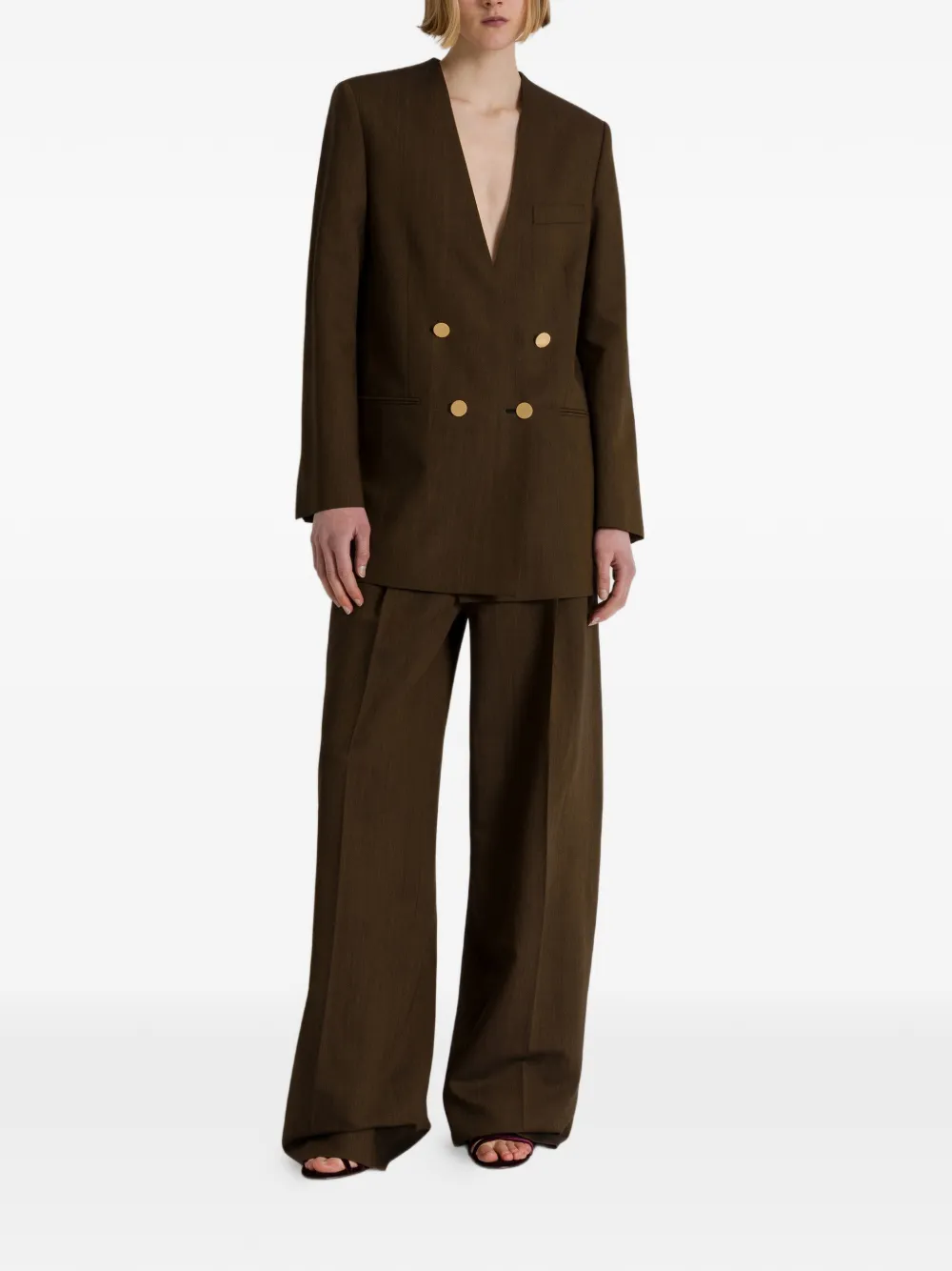 Alberta Ferretti Blazer met dubbele rij knopen en borstzak Bruin