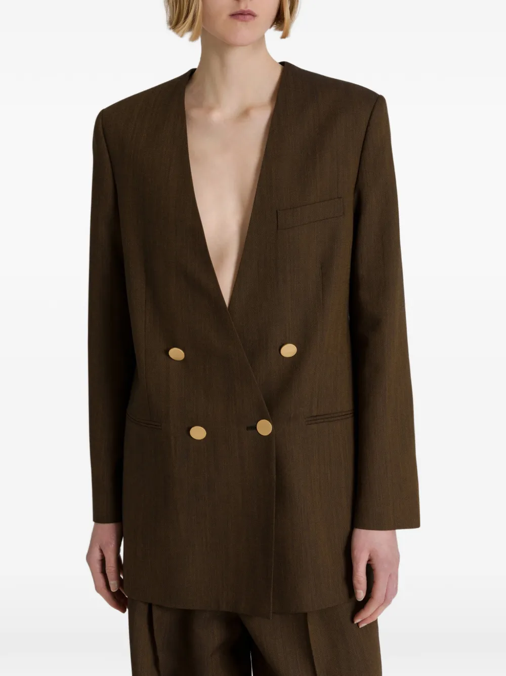 Alberta Ferretti Blazer met dubbele rij knopen en borstzak Bruin