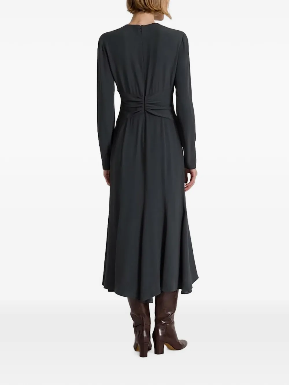 Alberta Ferretti Midi-jurk met ruches Grijs