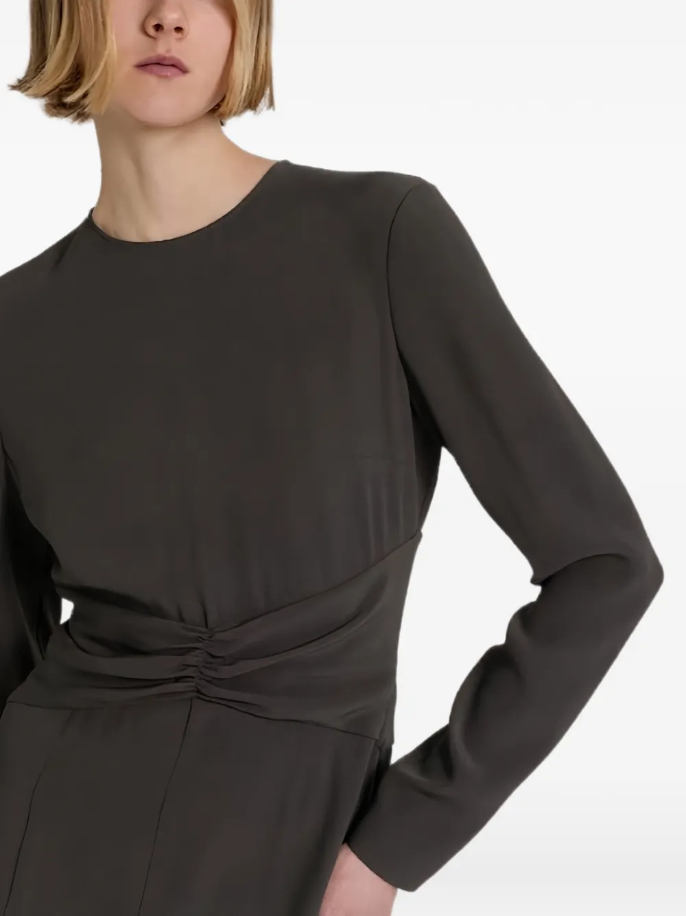 Alberta Ferretti Midi-jurk met ruches Grijs